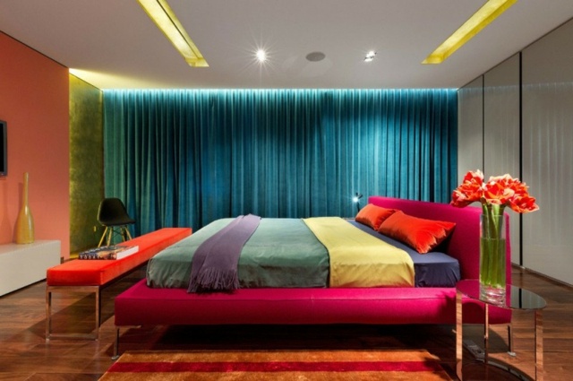 chambre à coucher design couleurs chaudes