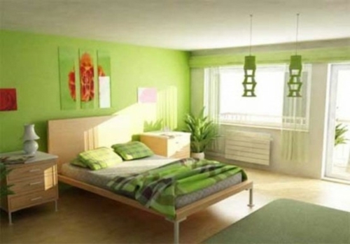 chambre décoration verte printemps