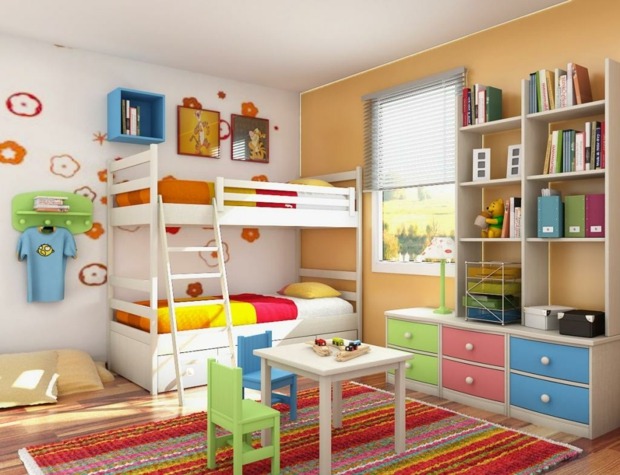 chambre d'enfant décor gai multicolore