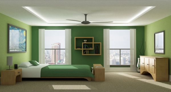 chambre design moderne vert herbe