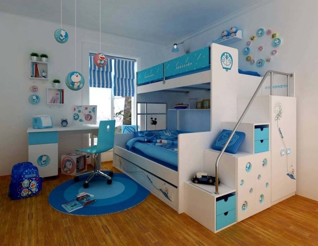 chambre-garçon-idée-de-décoration-originale-couleur-bleue