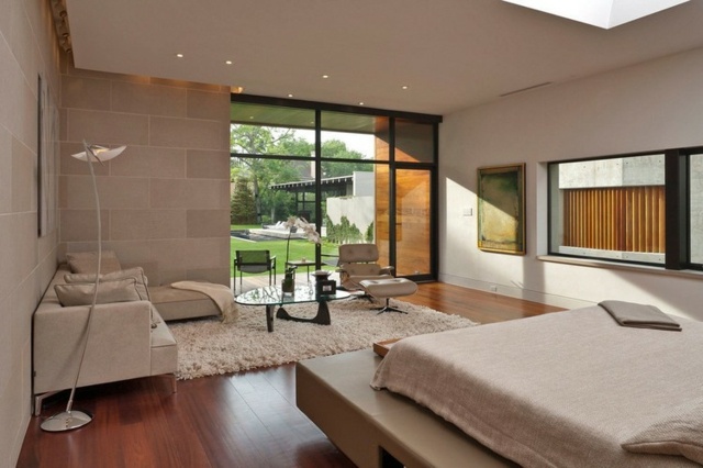 chambre modern luxe design beige architecture fenetre jardin bois