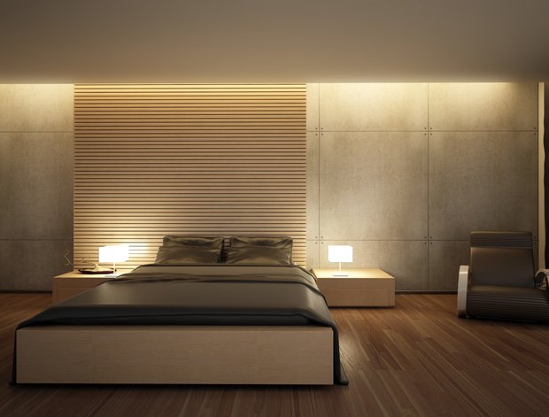 chambre à coucher apaisante éclairage tamisé matériaux luxueux