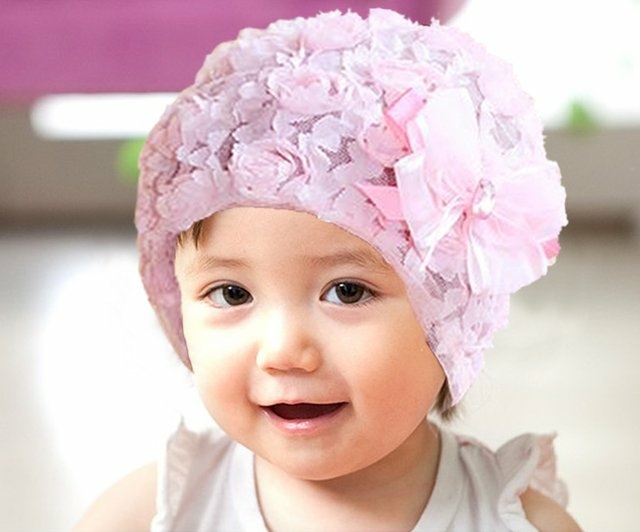 chapeau bébé fille fleur