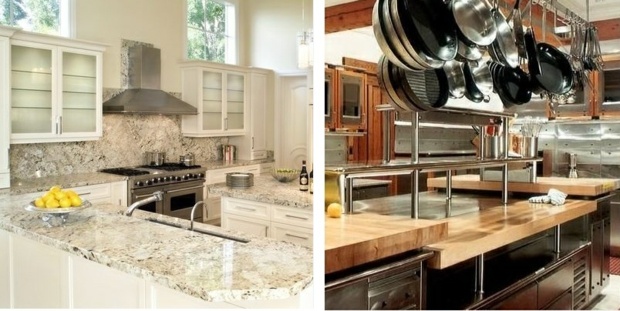comptoirs de cuisine marbre bois