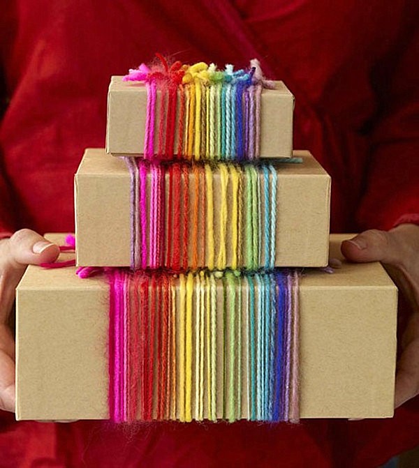 corde laine papier kraft cadeaux emballage