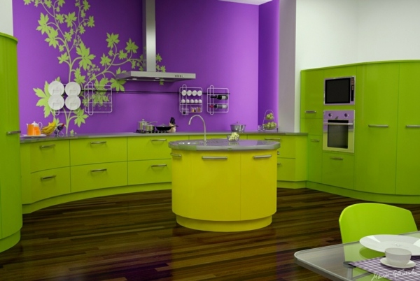 couleurs tendance vert violet cuisine