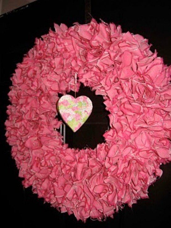 couronne St Valentin tissu rose