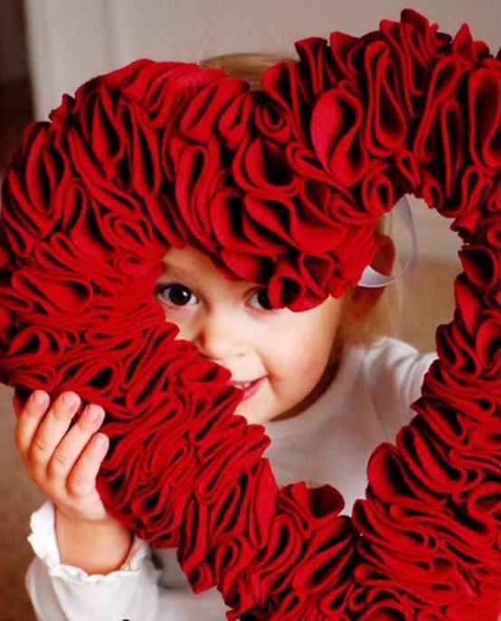 couronne coeur tissu rouge St Valentin