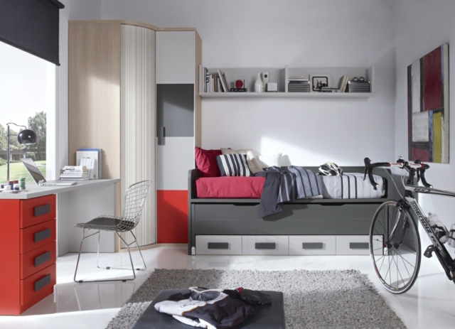 Meubles de chambre ado chêne et gris clair