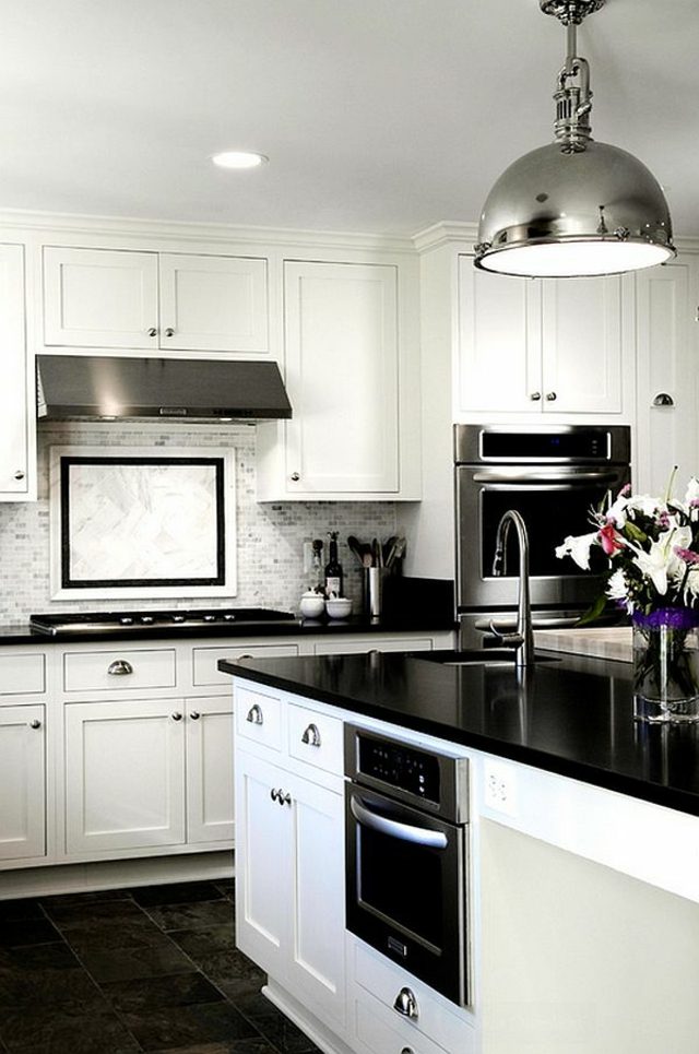 décoration noir et blanc cuisine elegante
