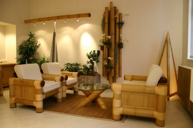 décoration salon batonets bambou