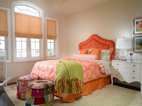 deco chambre coucher moderne lit orange