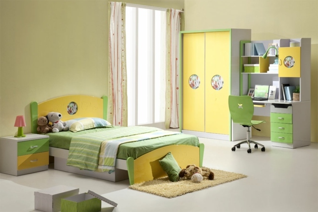 deco chambre enfant jaune vert