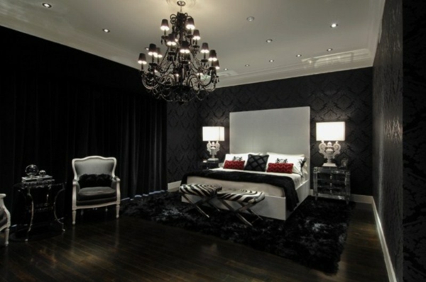 déco gothique chambre fautueil lit noir