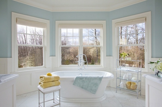 deco interieur salle bains bow window baignoire bleu