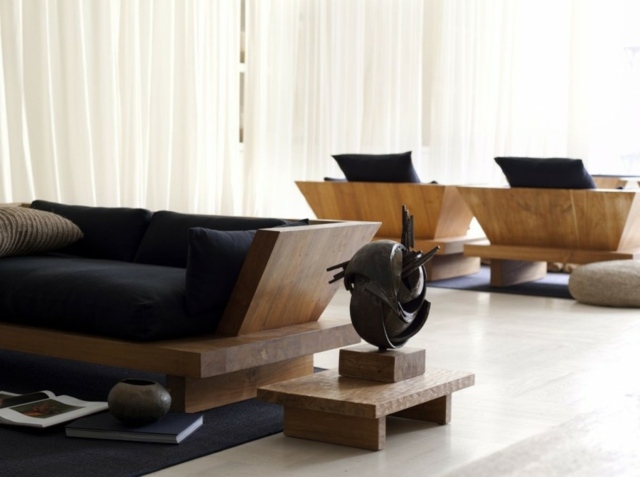 Décoration d'intérieur zen - canapé bois 
