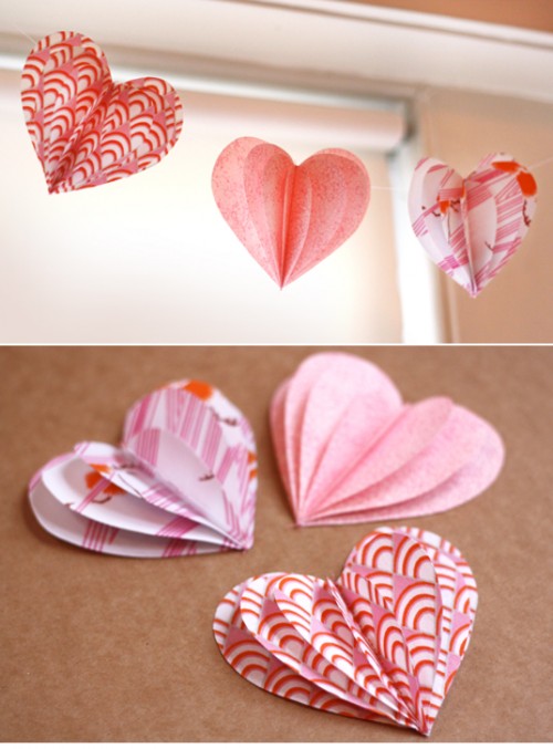 déco papier coeurs roses st-valentin