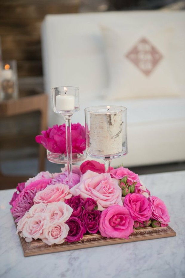 deco table mariage bougies fleurs