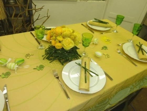 decoration table jaune vert