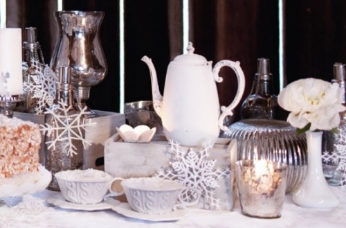 decoration table mariage hiver theiere porcelaine the