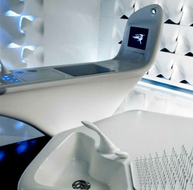 design futuriste salle de bain accessoires