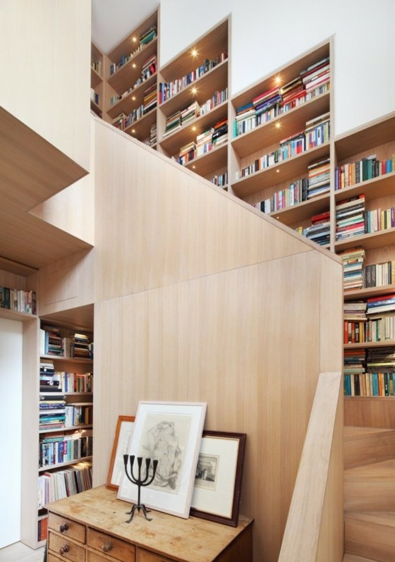 design intérieur bibliotheque bois escalier
