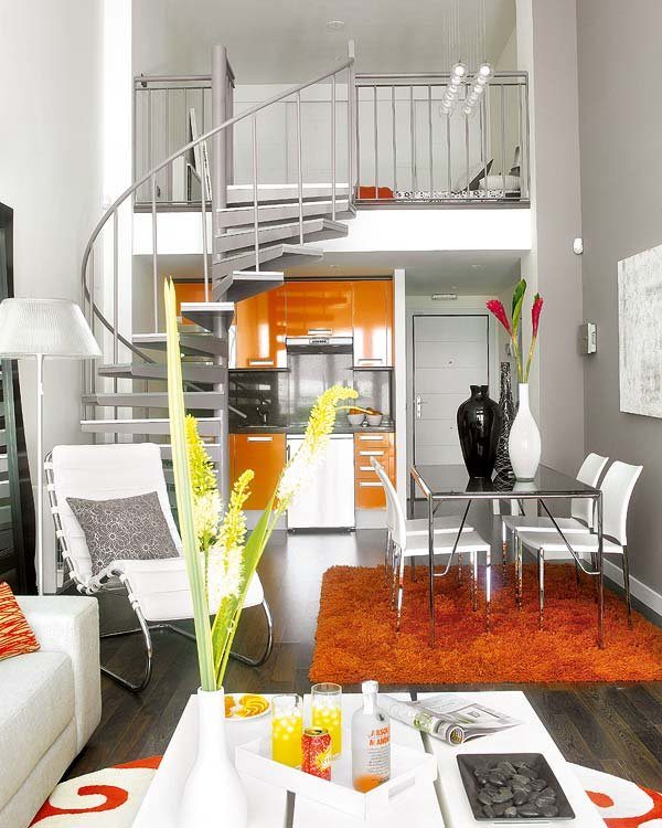 design loft blanc orange intérieur