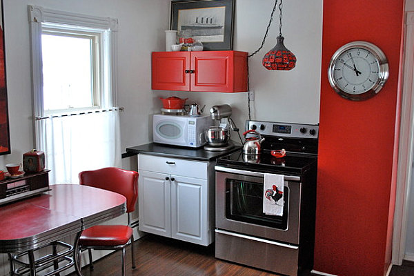 design rouge armoirs cuisine