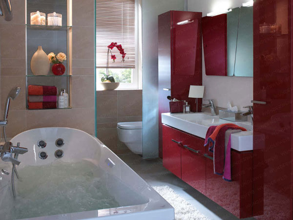  Design salle de bain rouge bordeaux