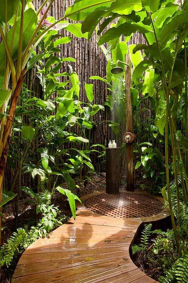 douche jardin jungle plantes
