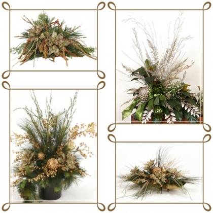 déco-Noël-maison-feuilles-automnales-dorées-déco-naturelle