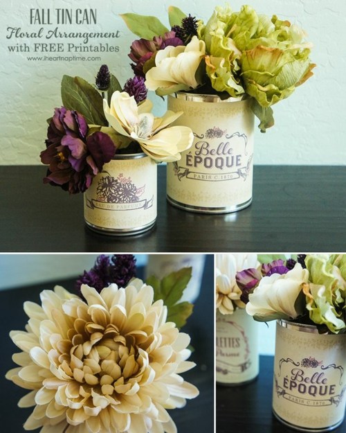 déco florale DIY conserves recyclées en pots de fleurs