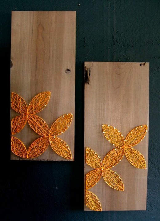 déco maison fleurs ficelles sur planches bois
