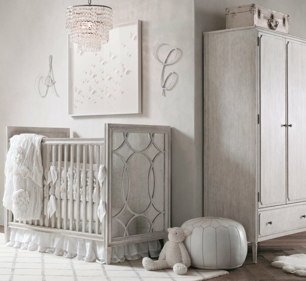 décoration chambre bébé fille blanc gris