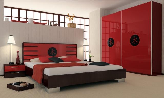 décoration-chambre-couleur-rouge-idée-originale-couverture-garde-robe