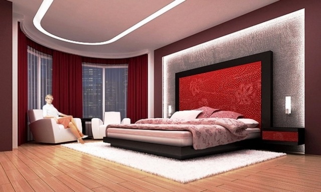 décoration-chambre-couleur-rouge-idée-originale-tete-lit-rouge