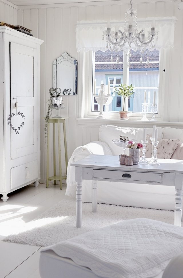décoration de la chambre romantique mobilier-blanc