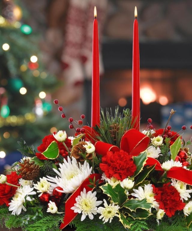 décoration-de-Noël-idée-originale-bougies-églantier