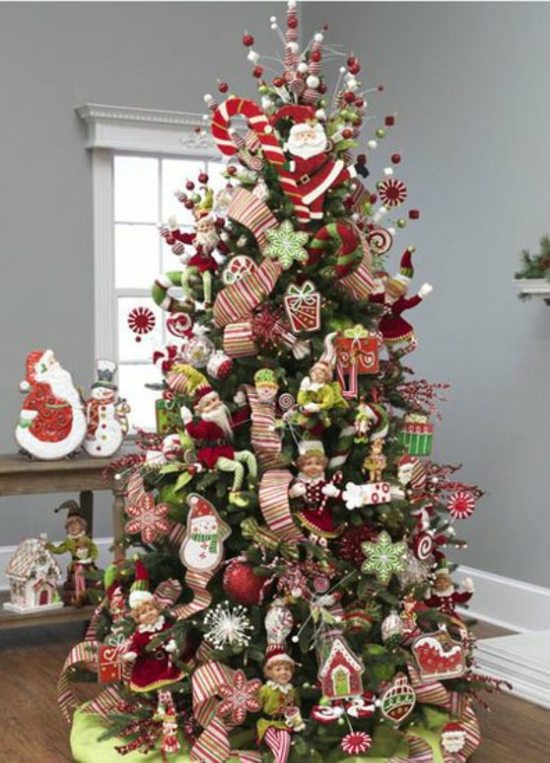 décoration-sapin-Noël-guirlandes-bonshommes-flocons-neige-ornements décoration sapin de Noël
