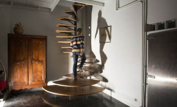 escalier en spirale bois metal