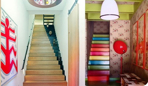 escalier interieur colore