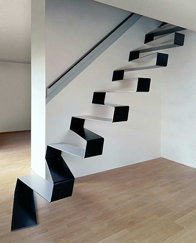 escalier moderne noir blanc