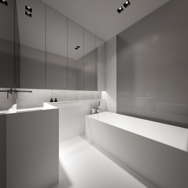 La salle de bains suit également les règles minimalistes  concept
