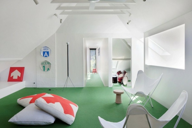 extension maison tapis vert ferme espace sous comble