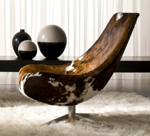 design italien fauteuil pivotant marron blanc