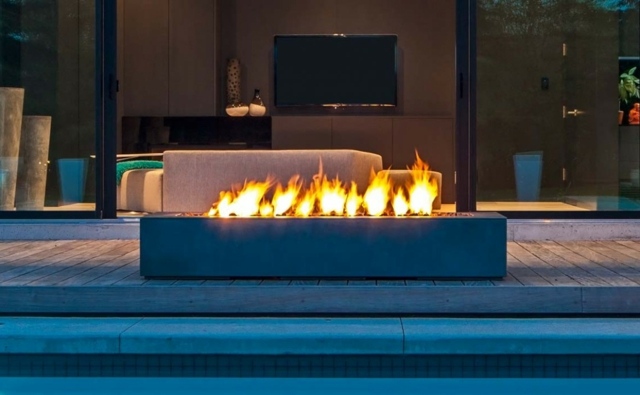 foyer exterieur bac rectangle inox feu bord piscine