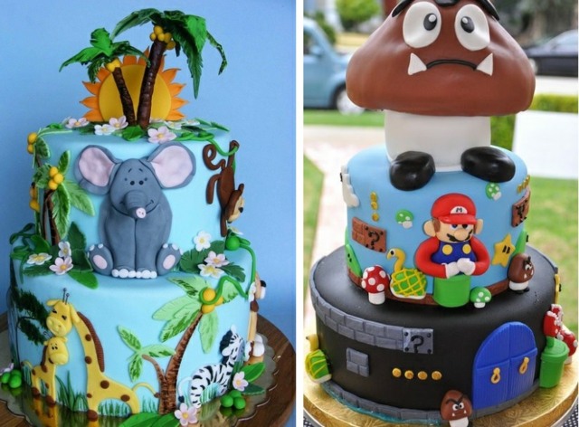 gâteau d'anniversaire elephant animaux super mario