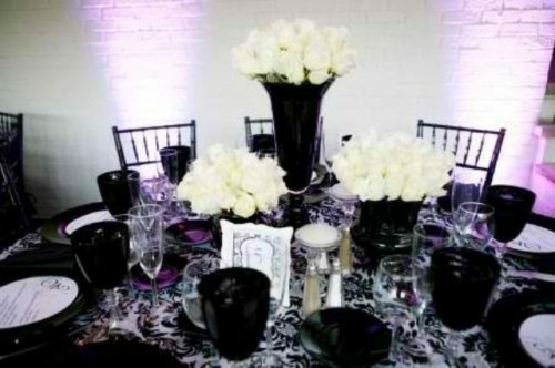 halloween deco mariage noir rose blanche vase