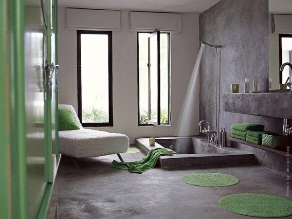 idee deco originale salle bain gris vert